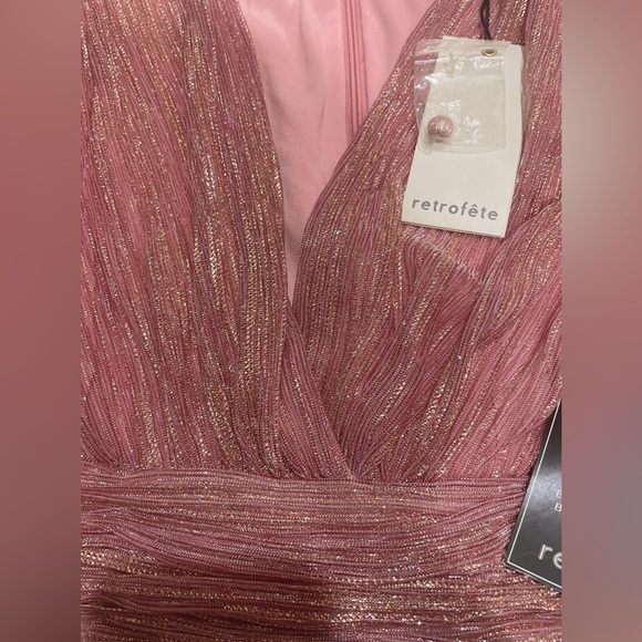 NWT$495 Retrofete Pink Metallic Dani Lurex Dress - Picture 6 of 6